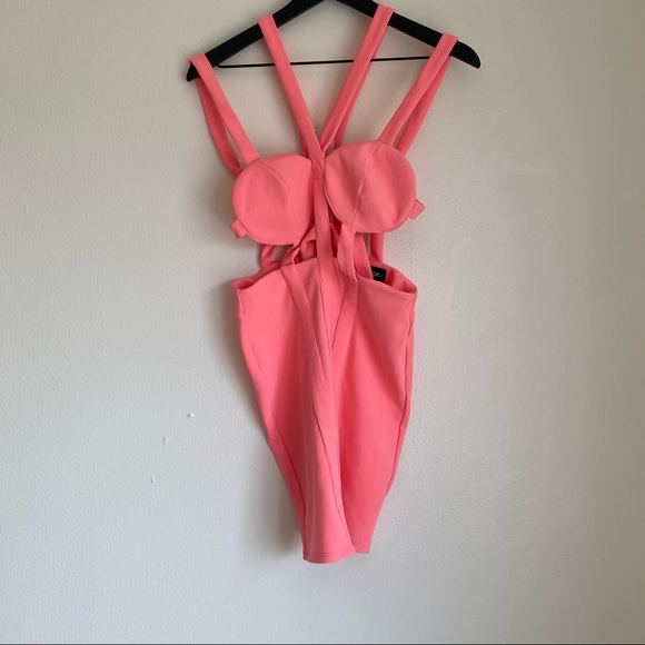 New Without Tags Nasty Gal Commotion Cage Dress in Salmon Medium - Picture 6 of 8